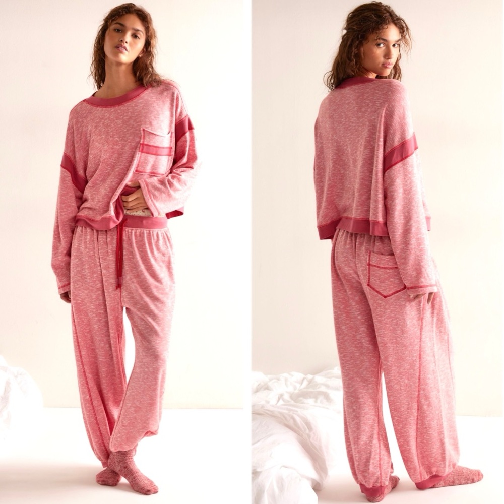 NEW Free People Everything I Want Loungewear Set in Pink $148